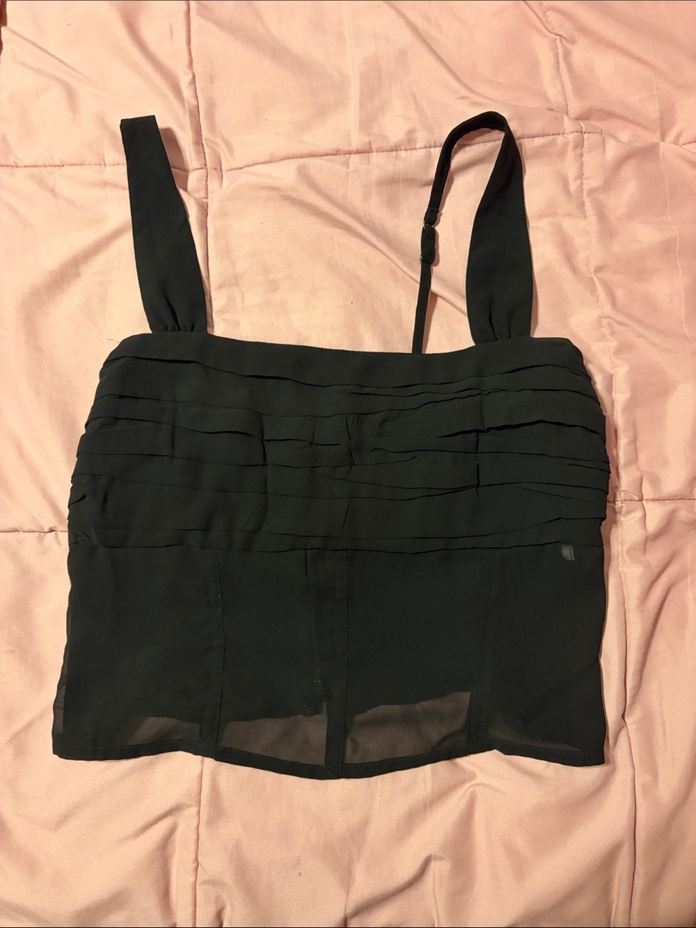 Abercrombie & Fitch Black Ruffle Tiered Crop Tank